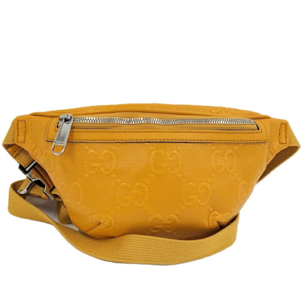 Gucci GG Embossed Belt Bag perforated leather Yellow